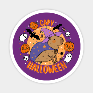 Happy Halloween a cute capybara wearing a wizard costume Magnet